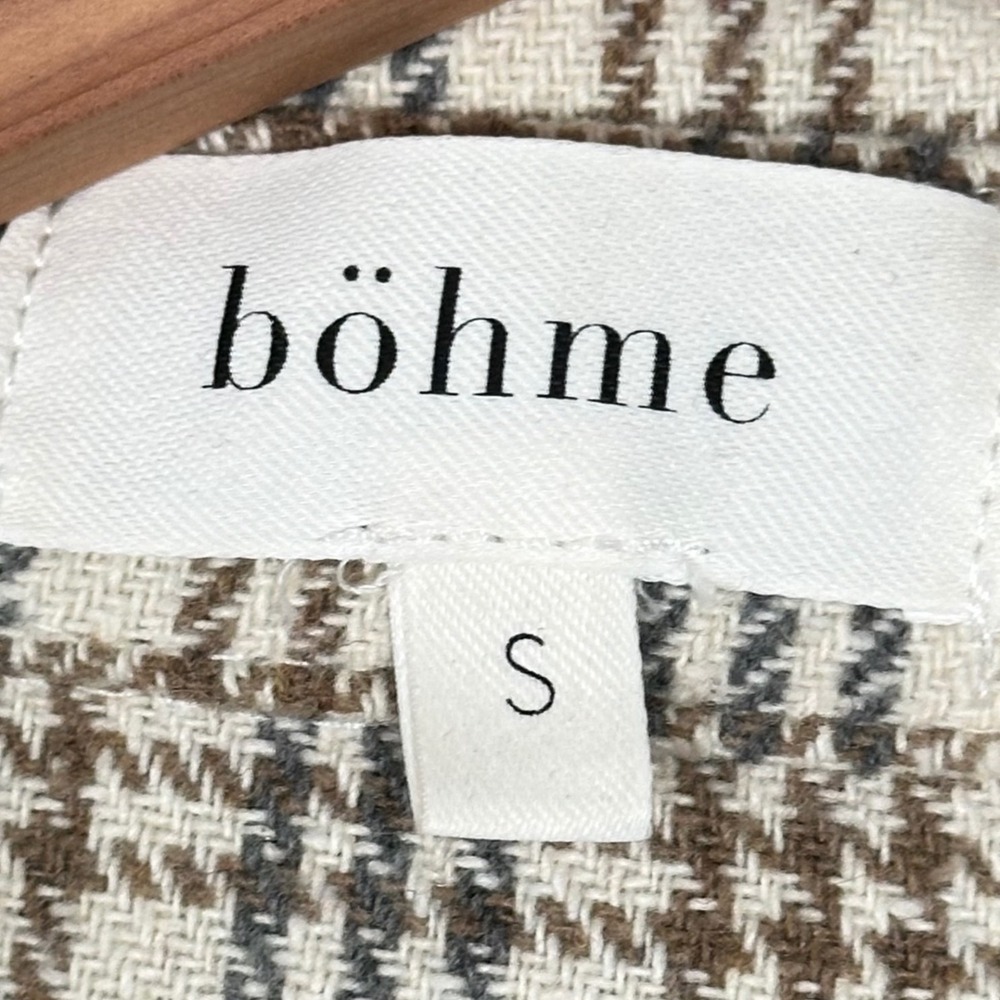 Bohme Plaid Button Down Shacket Jacket Brown Cream Small C91193A - Picture 6 of 9